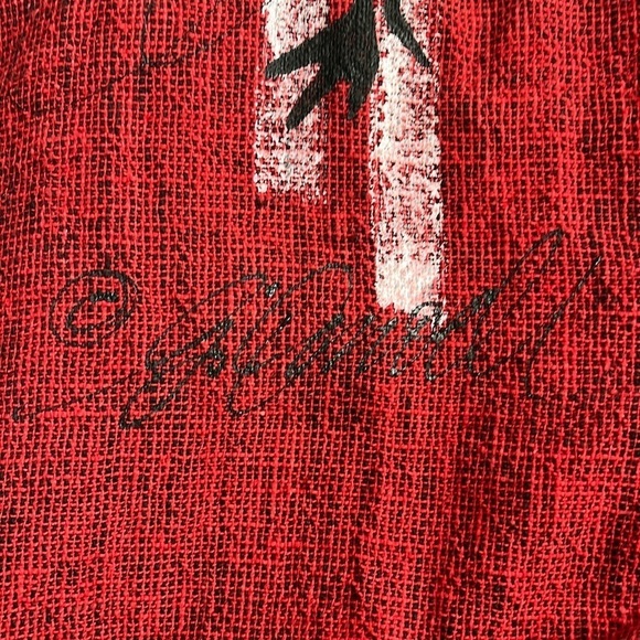 Art to wear Cadigan Button-up Top hand painted on red/black weave women’s M - Picture 10 of 11